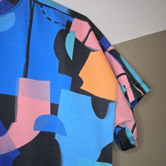 Adidas Girls Geometric Multi-color Boxy Cropped Style Top Logo Size Large 14 - Picture 5 of 7